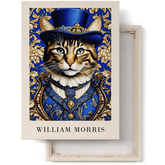 Victorian Blue Cat William Morris Canvas Print
