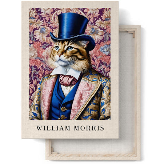 Elegant Cat William Morris Canvas Print