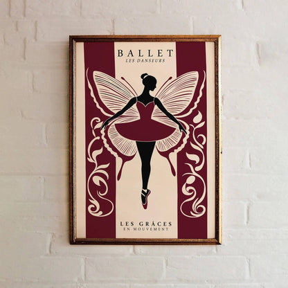 Ballet Les Danseurs Burgundy Poster