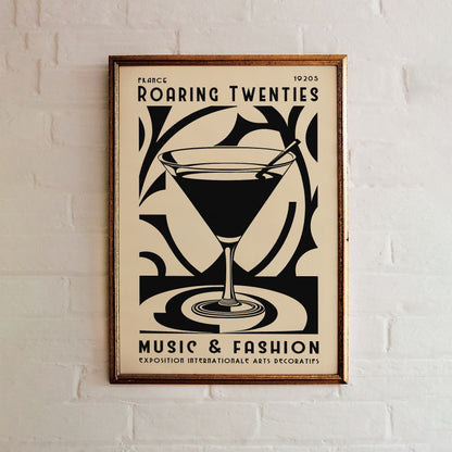 Art Deco Martini Drink, Bar Decor Wall Art