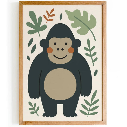 Jungle Gorilla Print – Cute Kids Room Wall Art