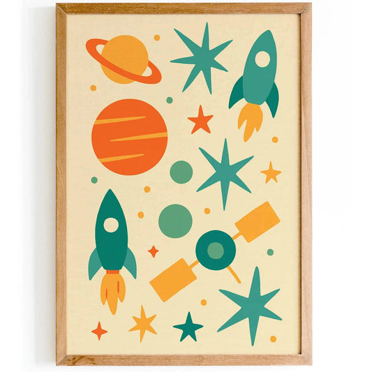 Colorful Space Exploration Art Print – Fun & Educational Wall Art