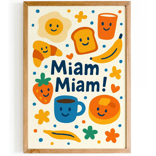 Miam Miam Poster - Colorful Food Art Print