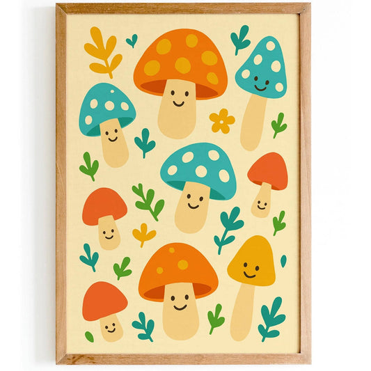 Whimsical Woodland Mushrooms Poster
