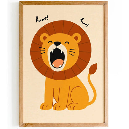 Roaringly Cute Lion Poster – Jungle Nursery Wall Art