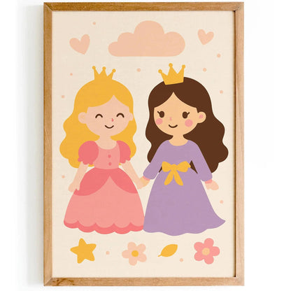 Playful Princesses Poster – Girls’ Room Decor