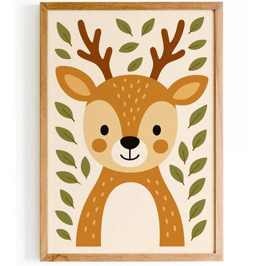 Woodland Nursery Decor – Cute Deer Poster