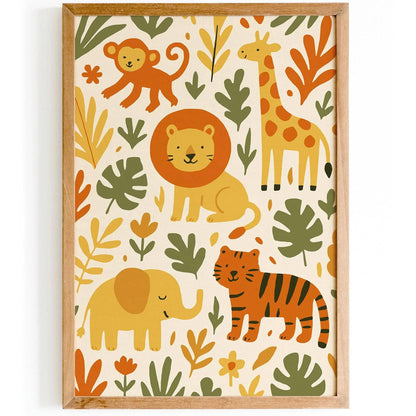 Jungle Wildlife Illustration – Nature Wall Print