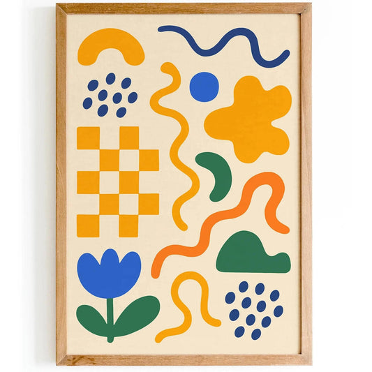 Mid Century Colorful Abstract Art Print for Kids Room
