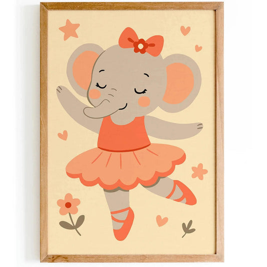 Cute Elephant Ballerina – Nursery Wall Art