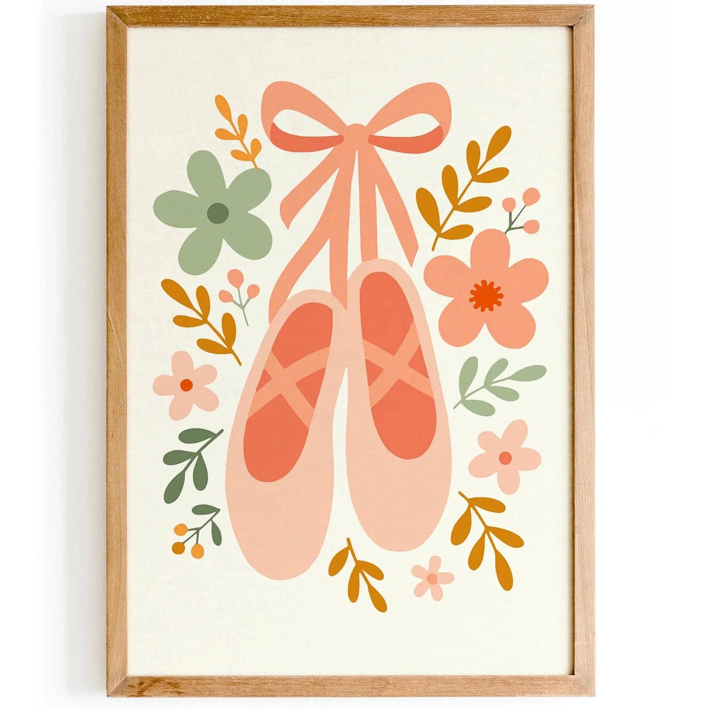 Ballet Shoes & Floral Poster – Dance Wall Art for Girls
