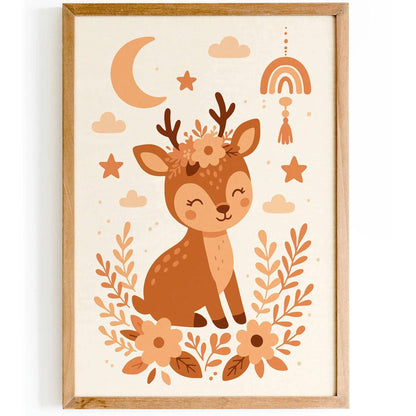 Boho Deer Poster – Cute Nursery Wall Art