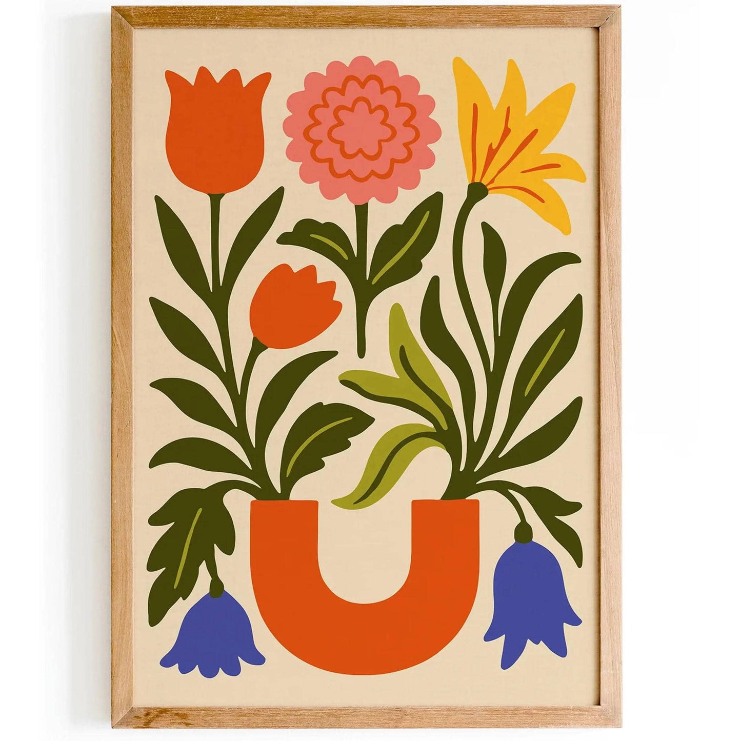 Colorful Abstract Flower Vase Wall Art