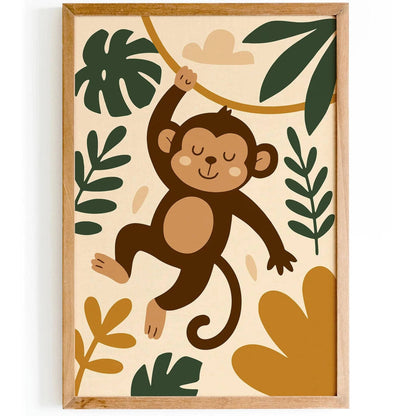 Tropical Jungle Monkey Poster – Cute Animal Print