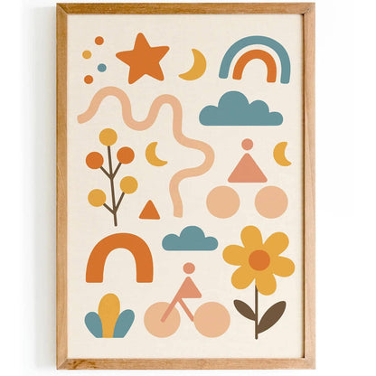 Abstract Kids Room Decor Poster – Playful & Modern Wall Art