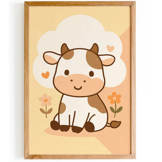 Cute Cow Art Print – Kids’ Room Wall Decor