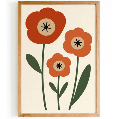 Poppy Flowers Poster – Minimalist Danish Style Wall Art