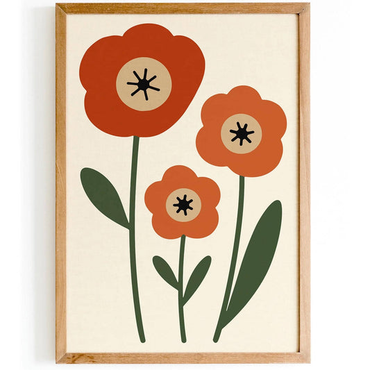 Poppy Flowers Poster – Minimalist Danish Style Wall Art