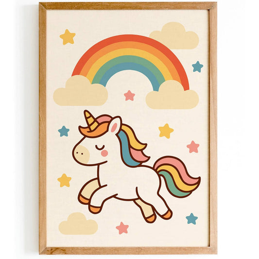 Cute Unicorn Poster – Wall Art for Girls’ Room Decor