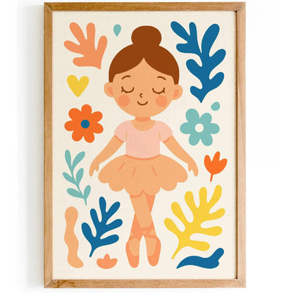 Floral Ballerina Poster – Dance Wall Art for Girls