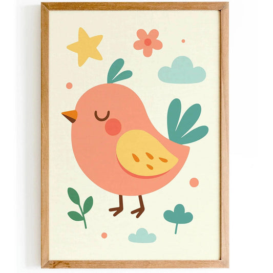 Cute Bird Kids Room Print – Nursery Wall Art