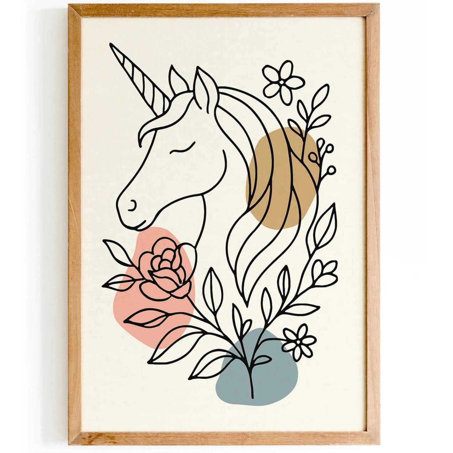 Line Art Unicorn Poster – Magical Nursery Decor