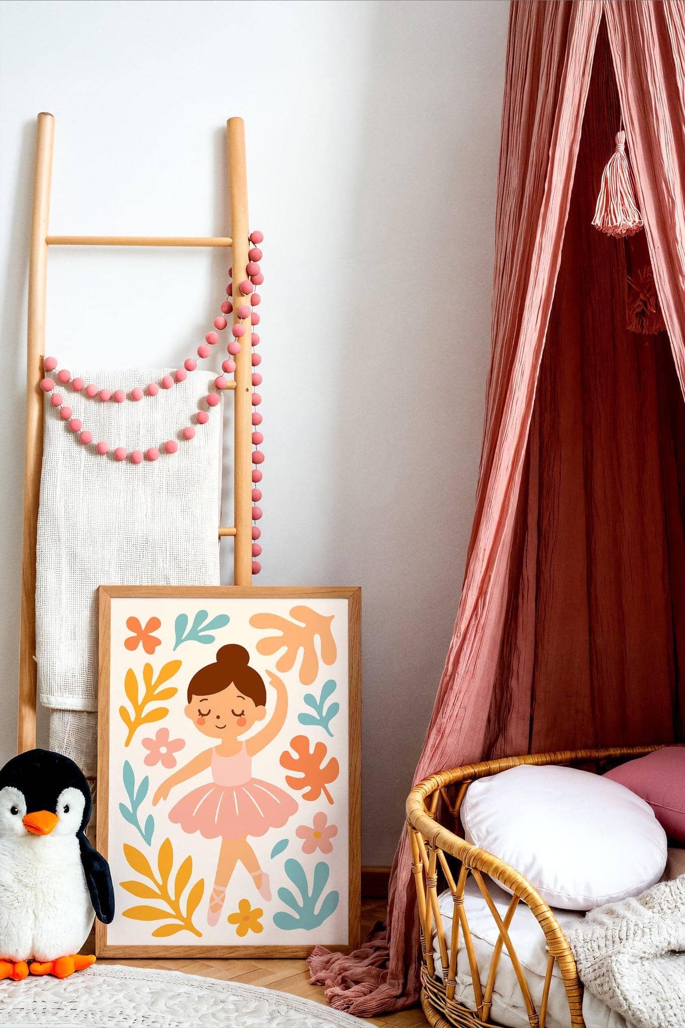 Little Ballerina in Flowers – Colorful Wall Art for Kids Room