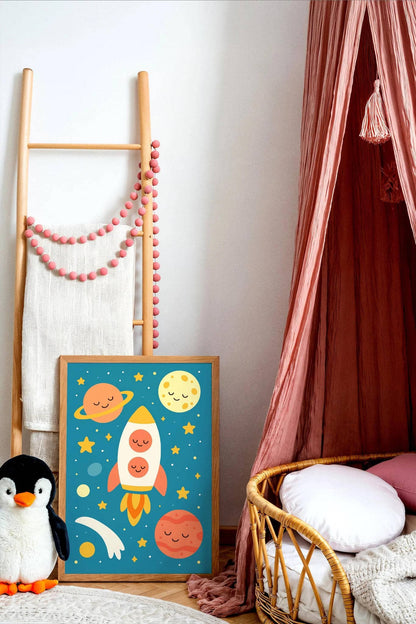 Whimsical Space Adventure – Rocket & Planets