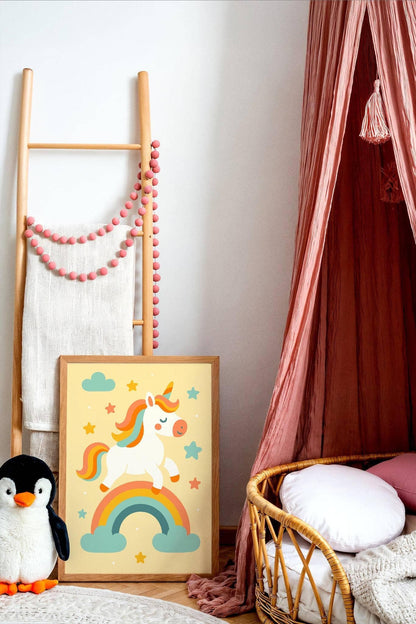 Cute Unicorn Rainbow Print – Kids Room Art