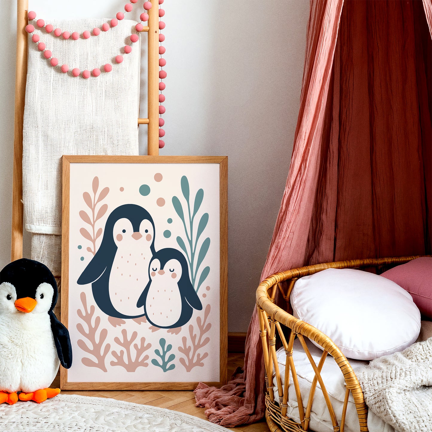 Cute Penguins Poster - Kids Room Wall Art Decor