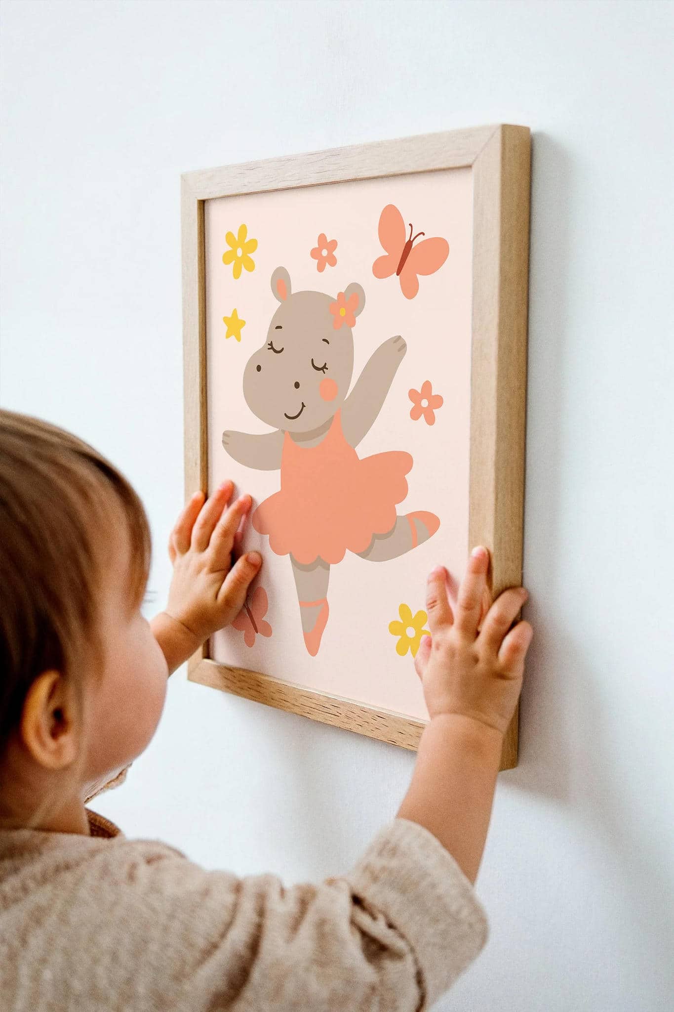Dancing Hippo Wall Art – Ballet Nursery Print