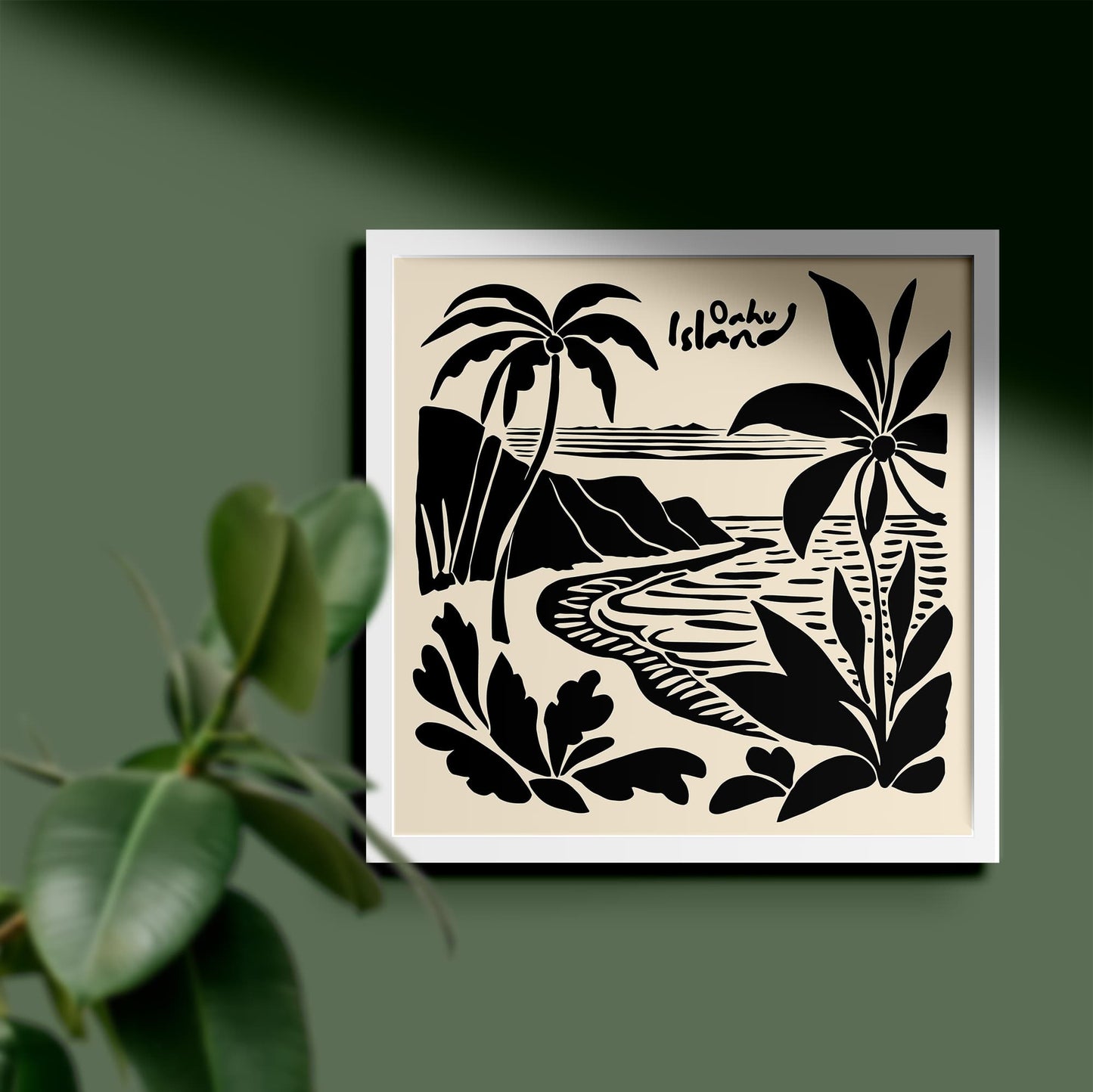 Oahu Island Travel Square Art Print