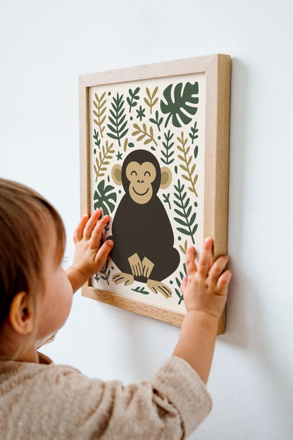 Friendly Monkey Print - Jungle Kids Wall Art