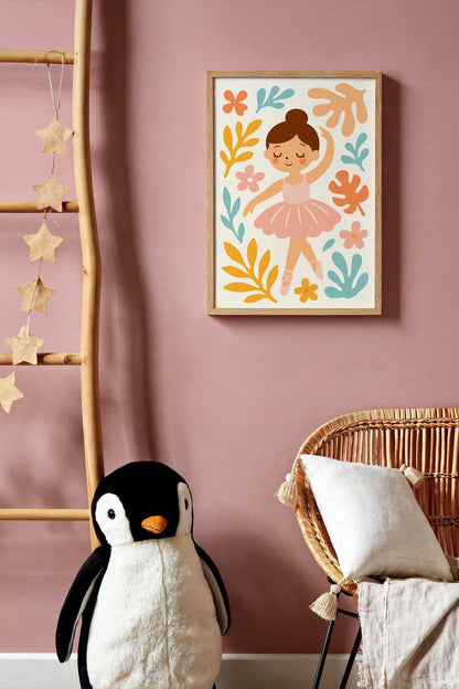 Little Ballerina in Flowers – Colorful Wall Art for Kids Room