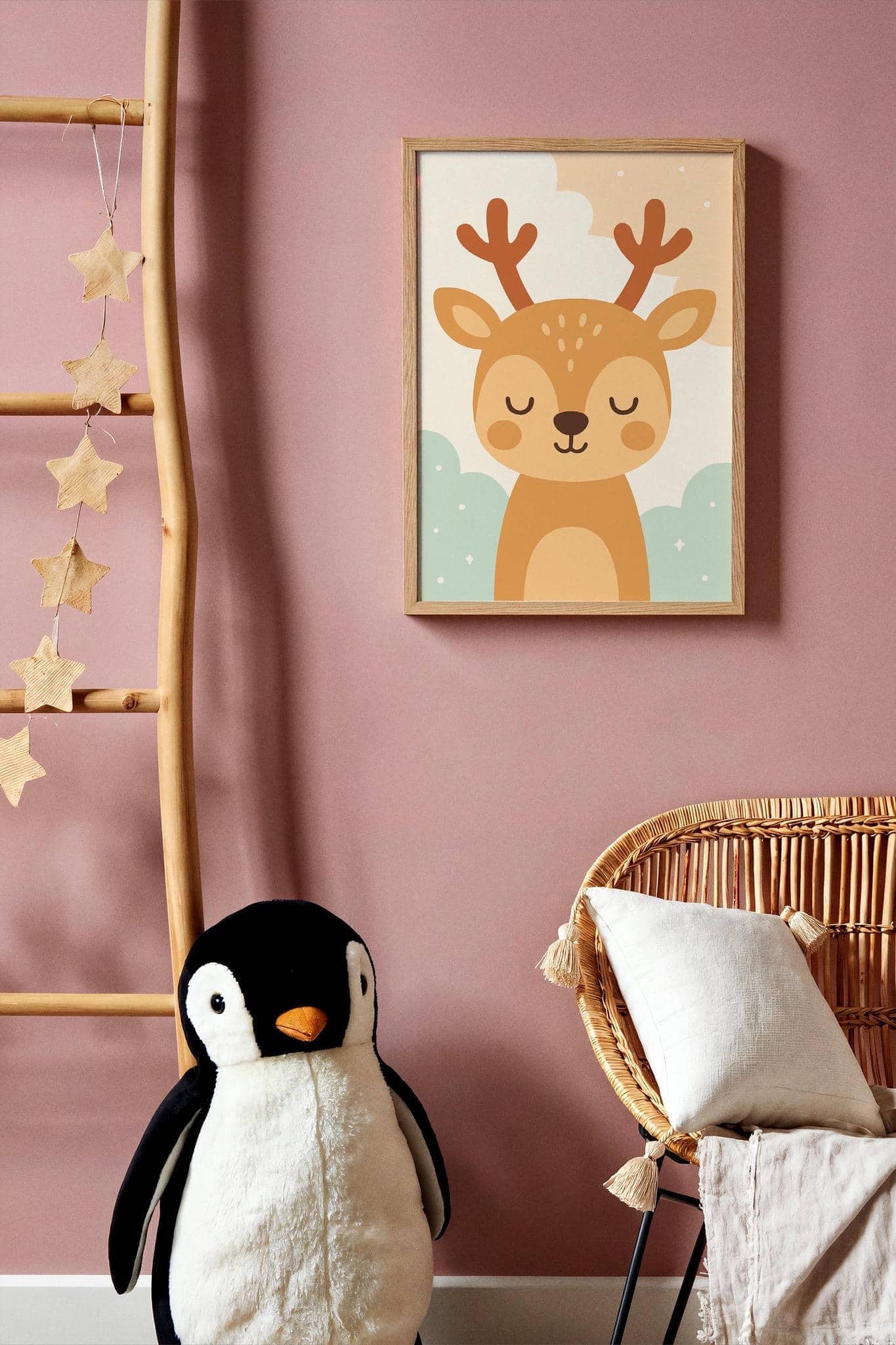 Cute Sleepy Deer Art Print – Nursery Wall Decor