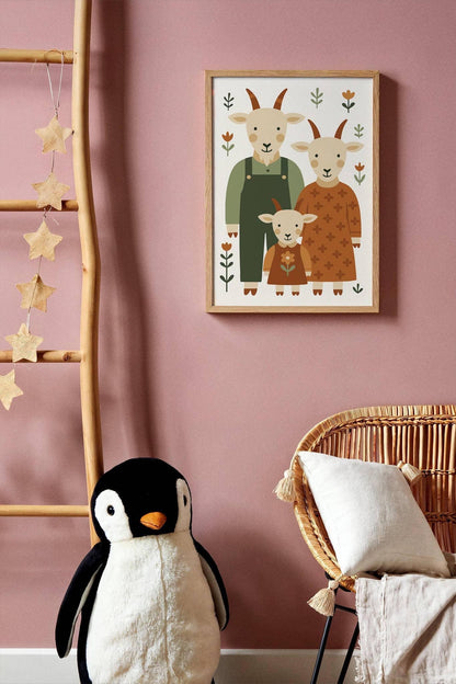 Goat Family Wall Art – Farmhouse Kids Room Decor