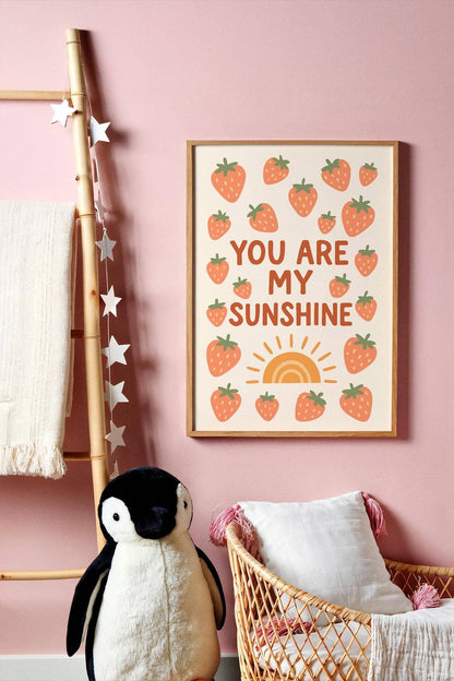 You Are My Sunshine – Boho Strawberry & Sun Art