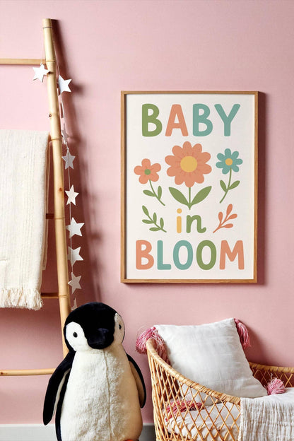 Baby in Bloom Poster - Typography Cute Art Print