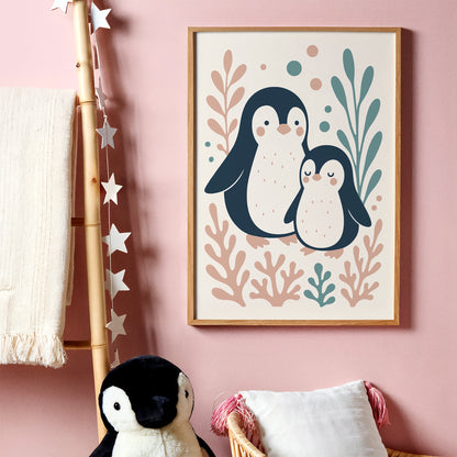 Cute Penguins Poster - Kids Room Wall Art Decor