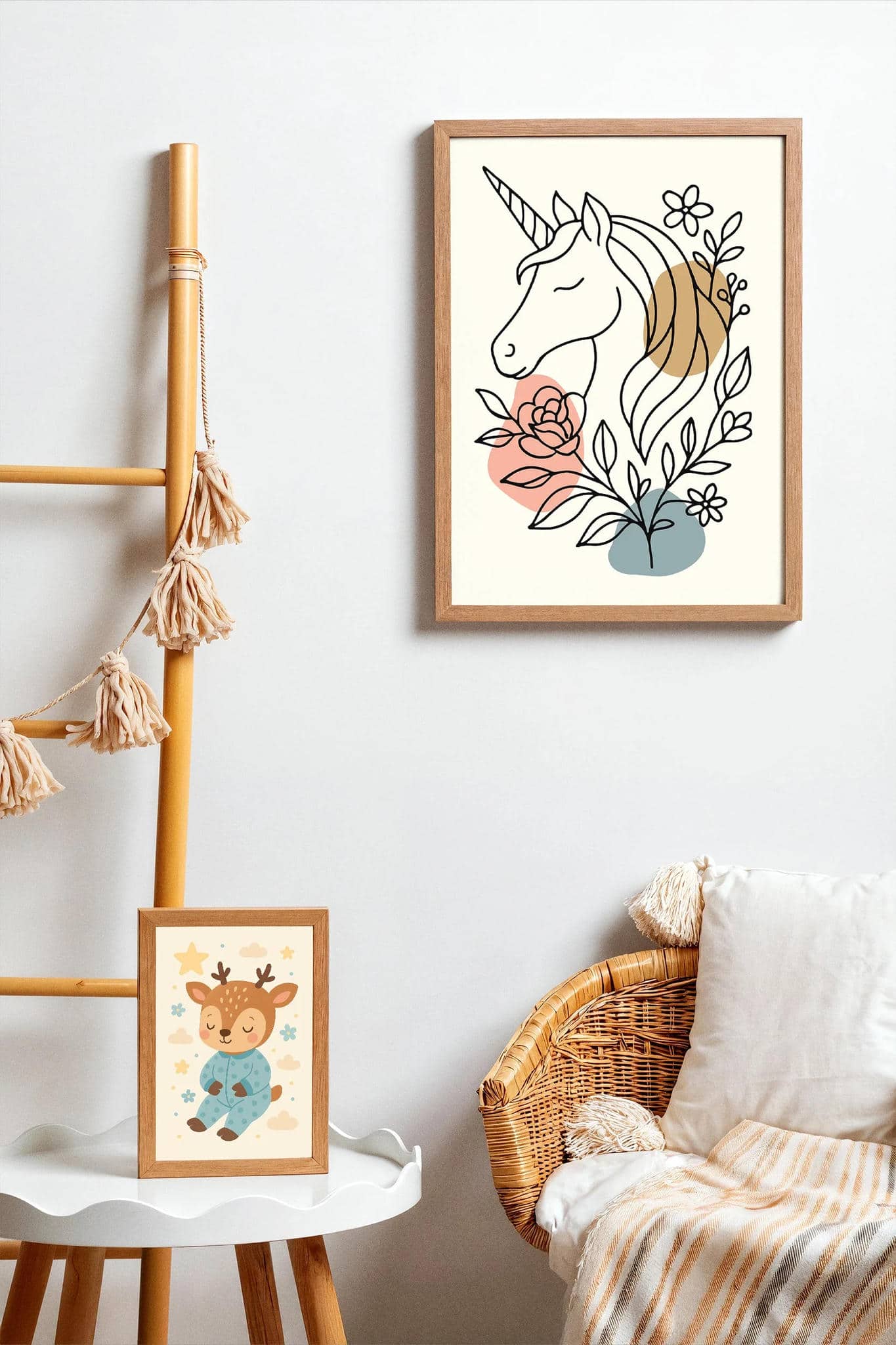 Line Art Unicorn Poster – Magical Nursery Decor