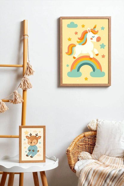 Cute Unicorn Rainbow Print – Kids Room Art