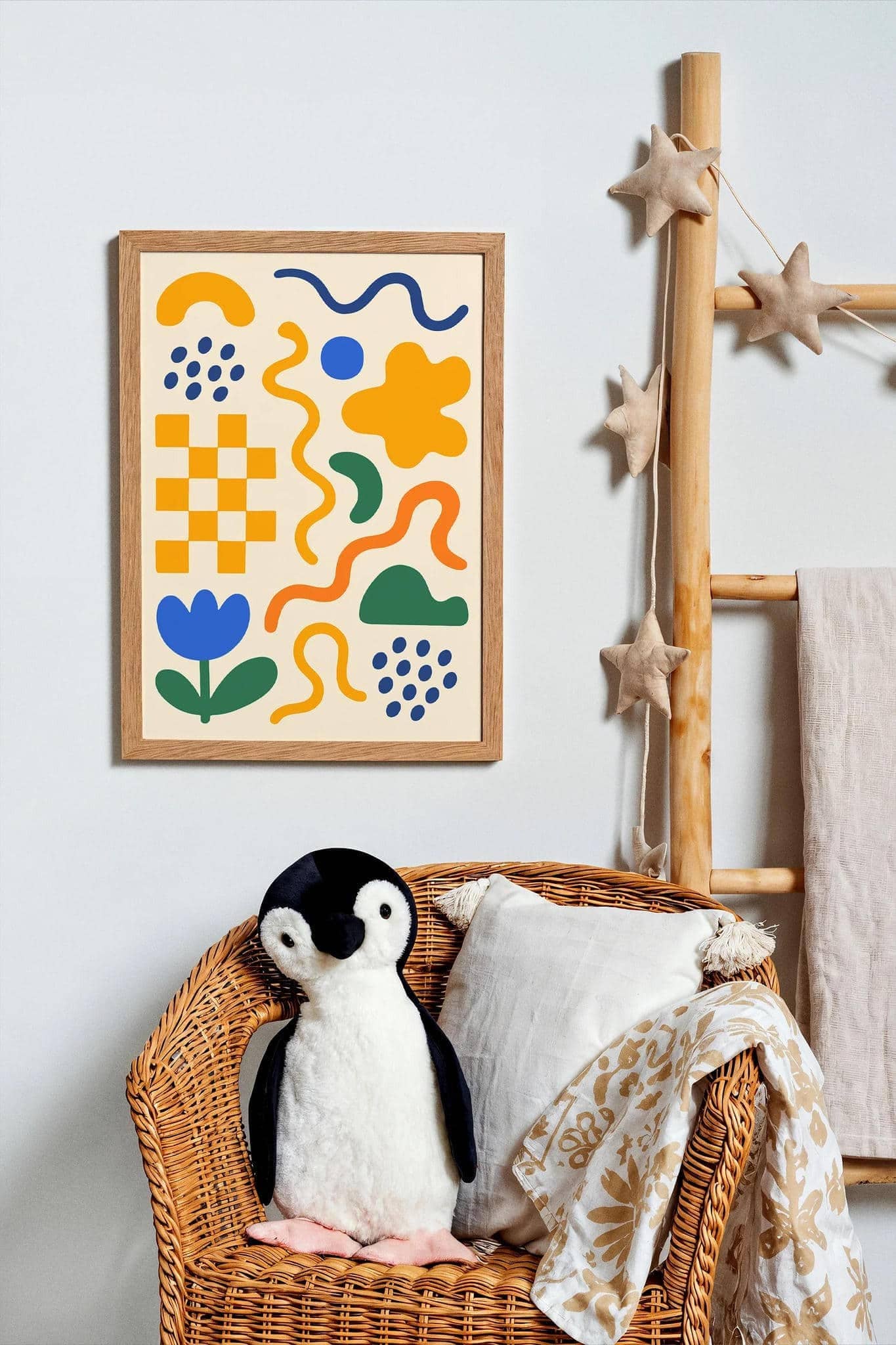 Mid Century Colorful Abstract Art Print for Kids Room