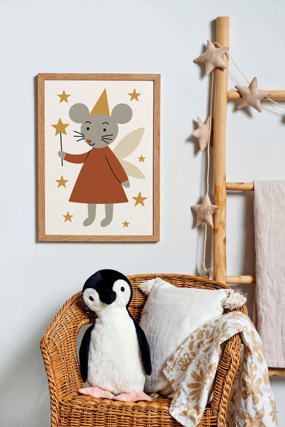Cute Mouse Fairy Print – Scandinavian Nursery Decor