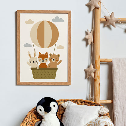 Animals Balloon Poster - Little Adventurer Kids Wall Art