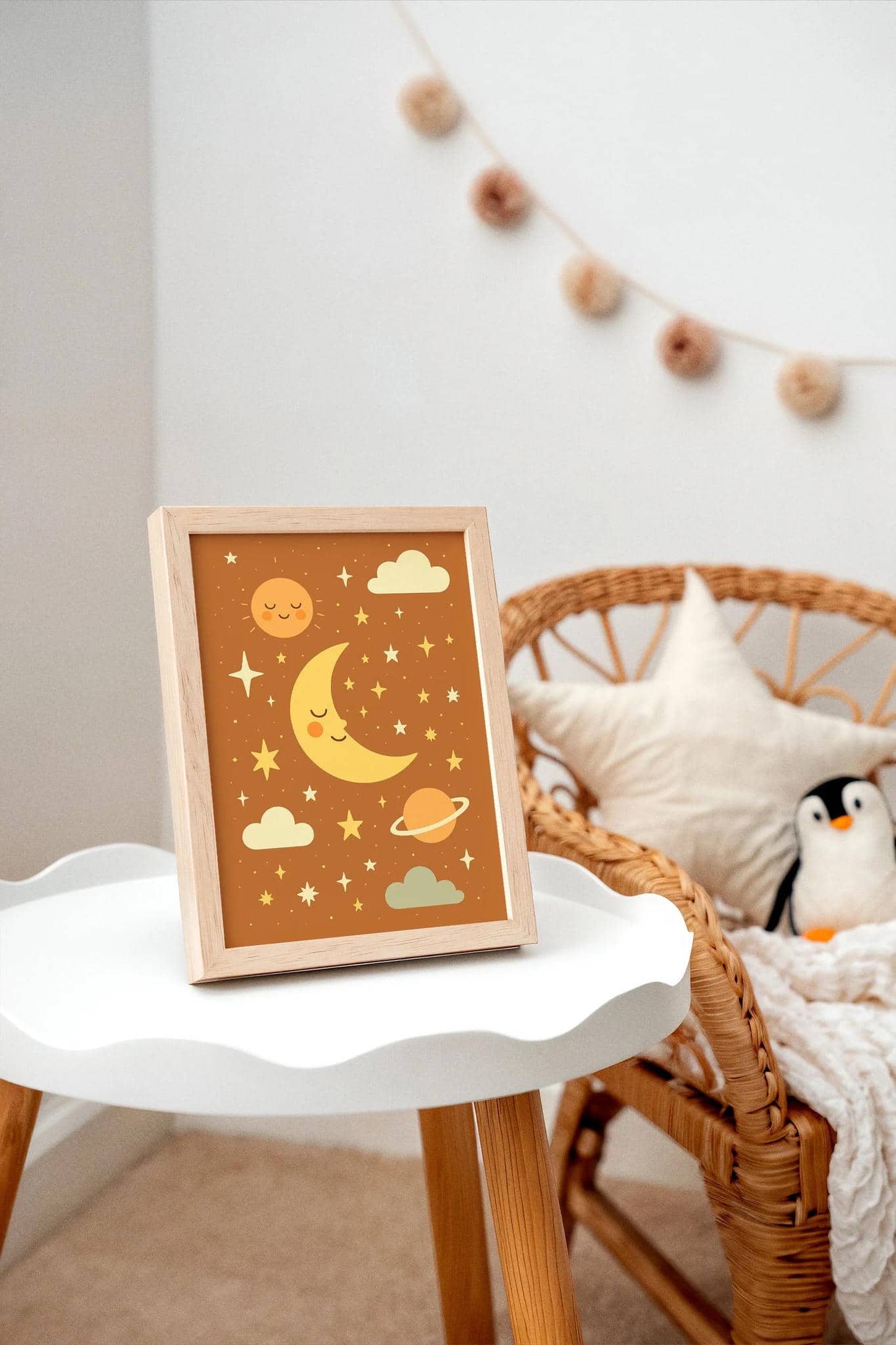 Burnt Orange Space Poster – Kids Galaxy Wall Art