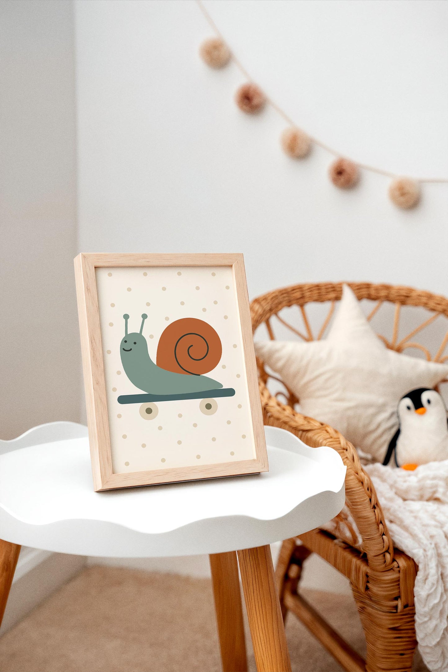 Skateboarding Snail Print - Scandinavian Kids Wall Art