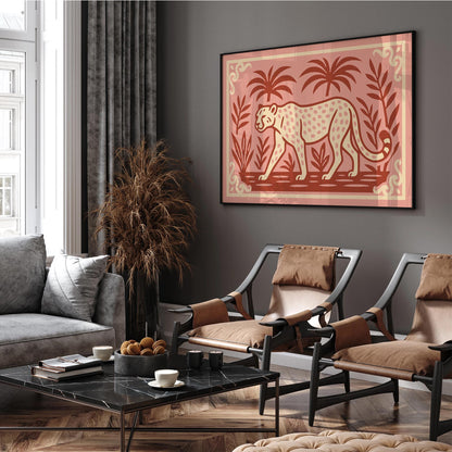 Walking Cheetah Horizontal Print - Tropical Animal Poster