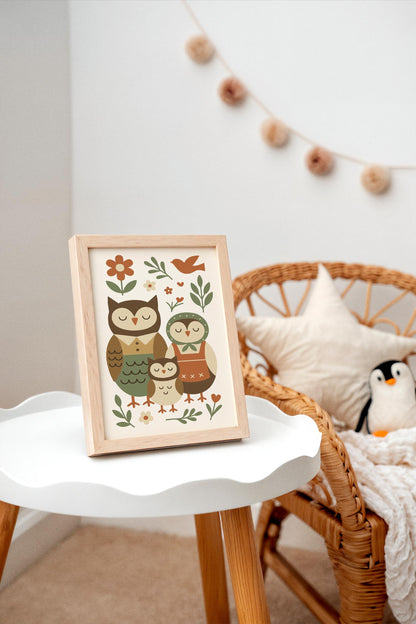 Owl Family Poster – Farmhouse Kids Wall Art