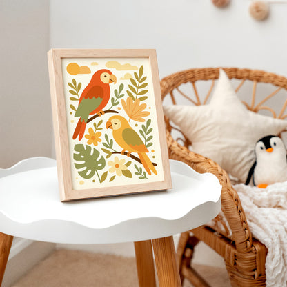 Parrots Poster - Kids Room Tropical Wall Art Print