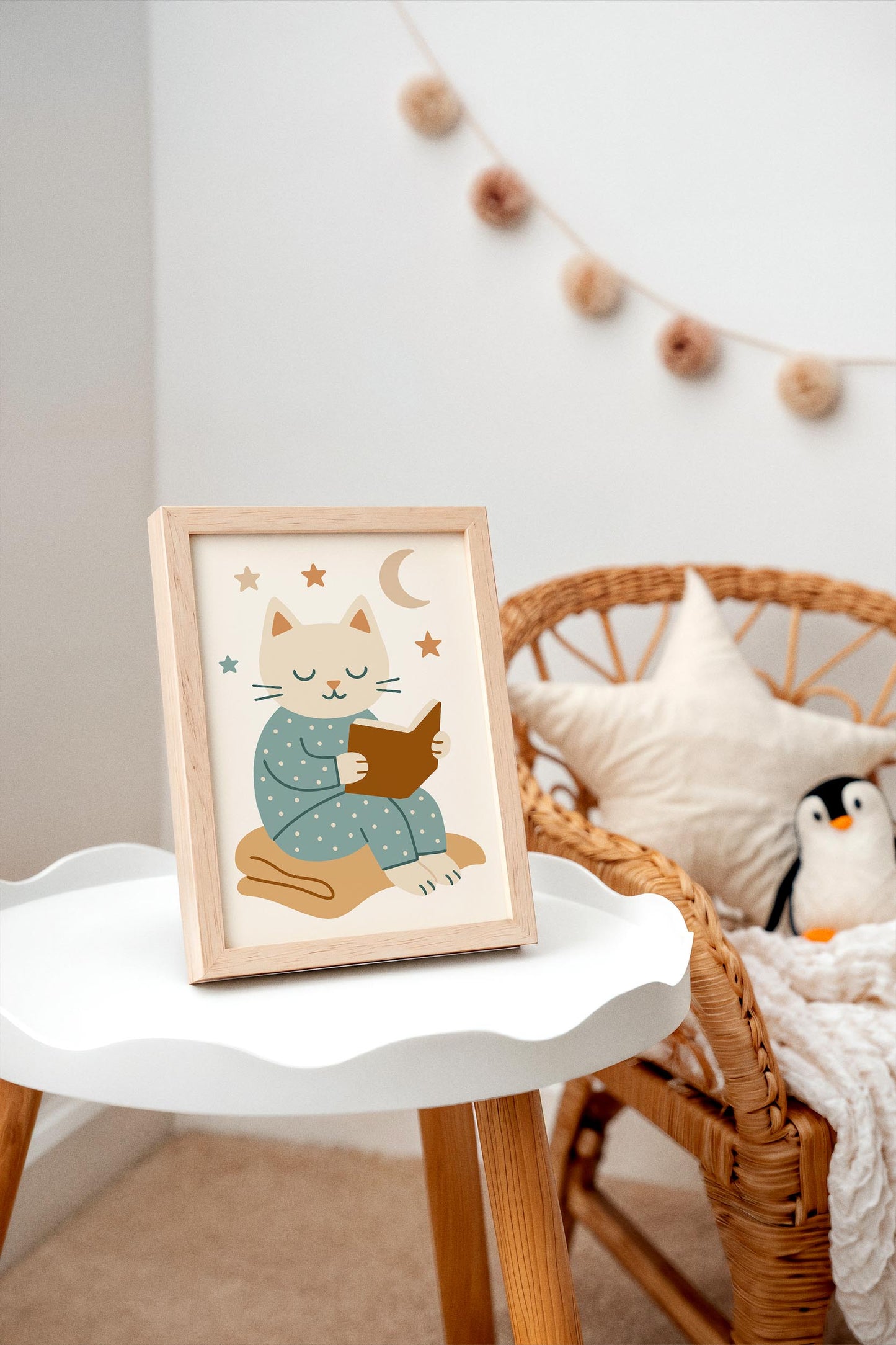 Reading Cat Poster – Kids Room Wall Art
